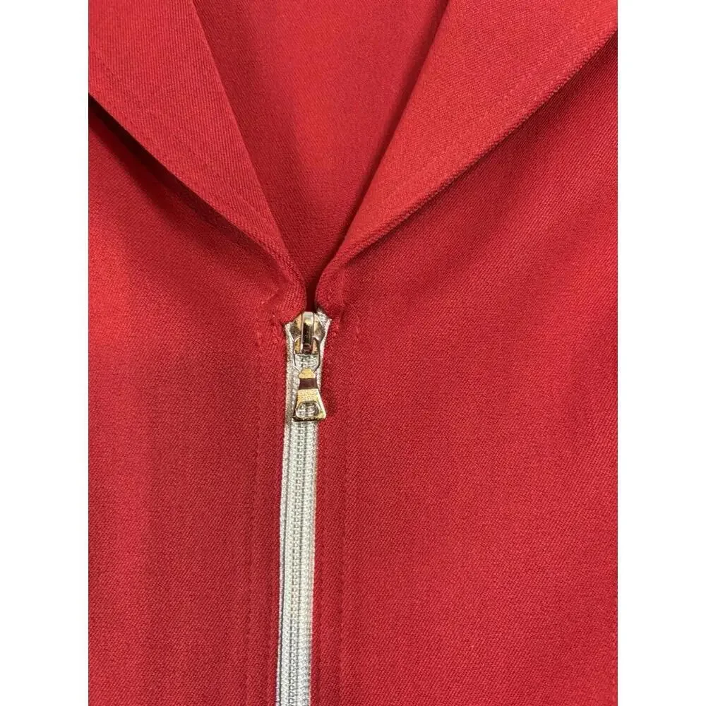 90s Vintage Designer Vertigo Paris Blazer Womens Medium Red Silver Accents Zips - Picture 2 of 15
